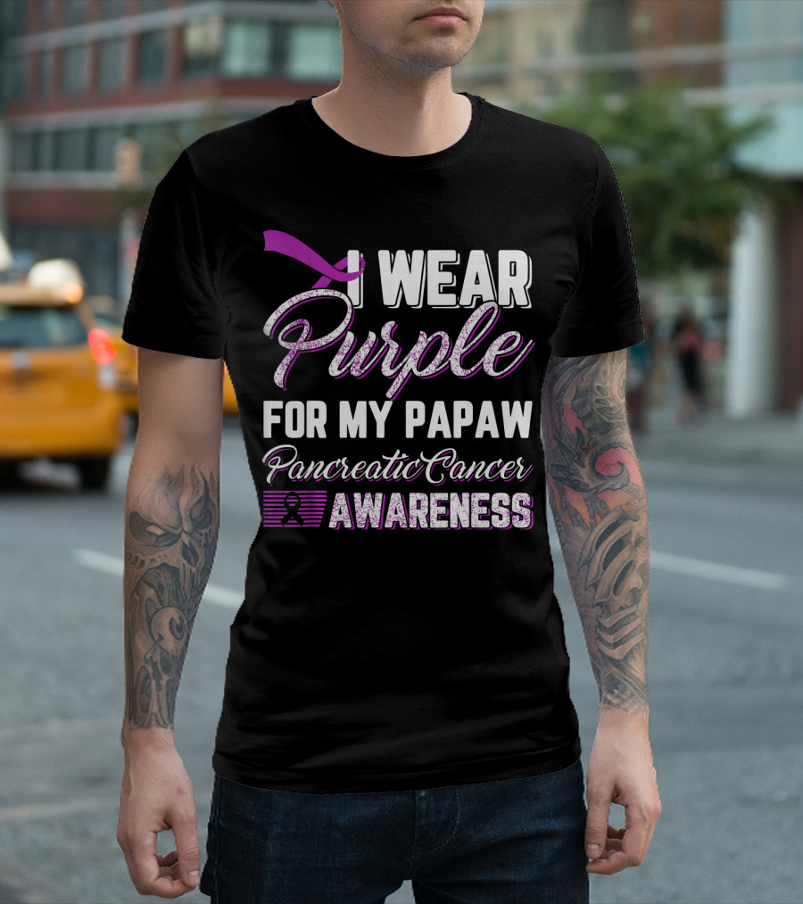 I Wear Purple For My Papaw Pancreatic Cancer Awareness T-Shirt
