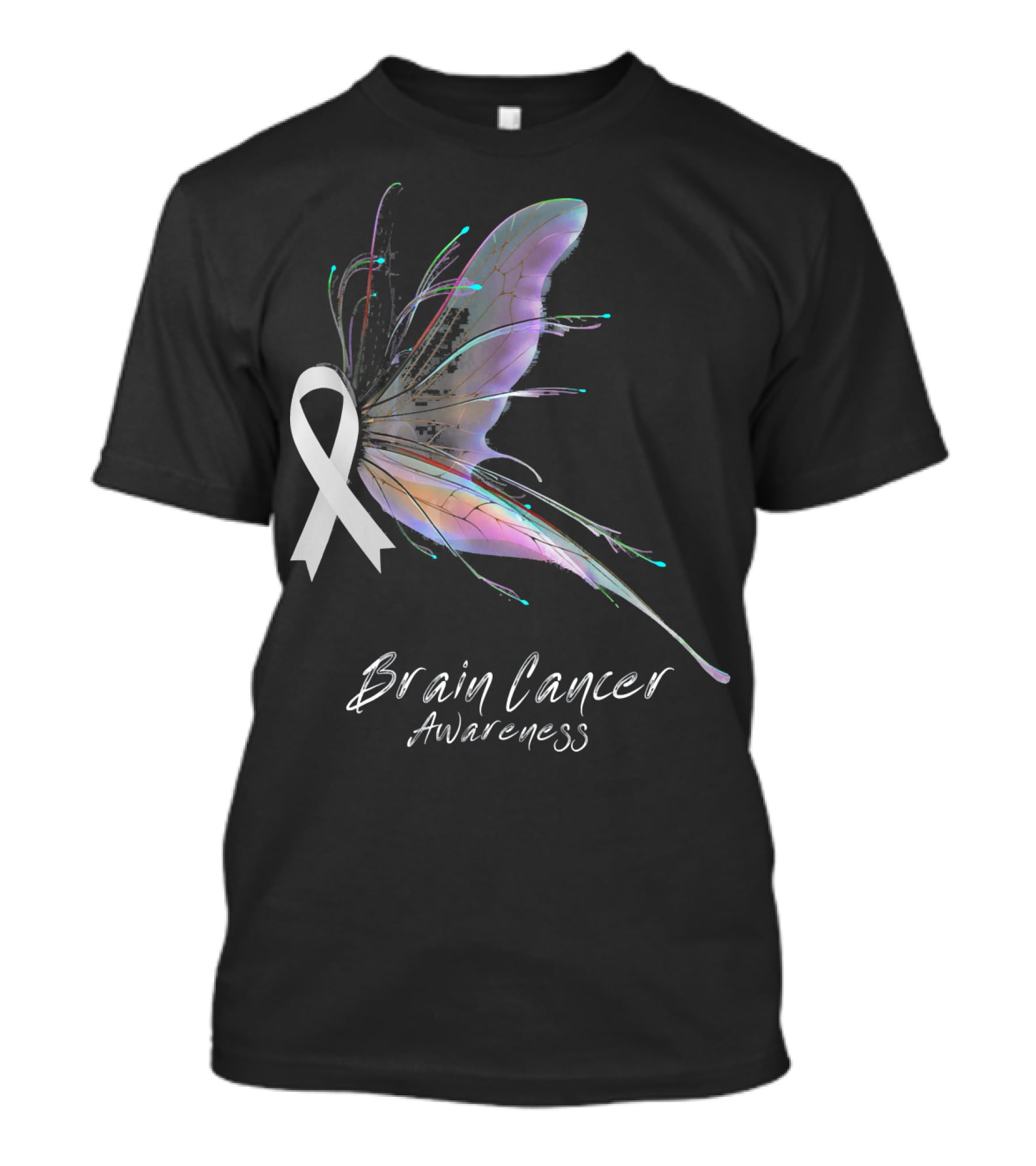 Brain Cancer Awareness Ribbon Butterfly T-Shirt