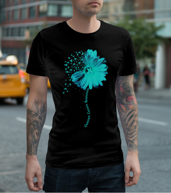 Ovarian Cancer Awareness Sunflower Ribbon Blossoms T-Shirt