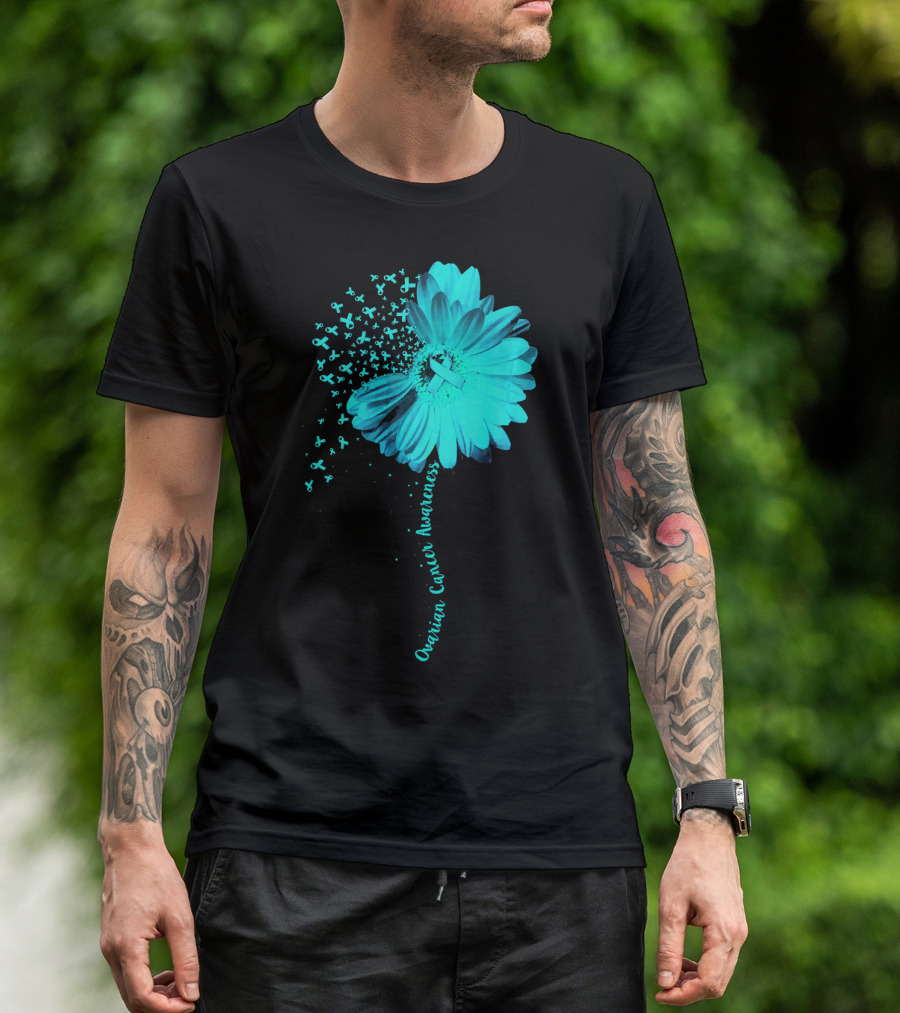 Ovarian Cancer Awareness Sunflower Ribbon Blossoms T-Shirt