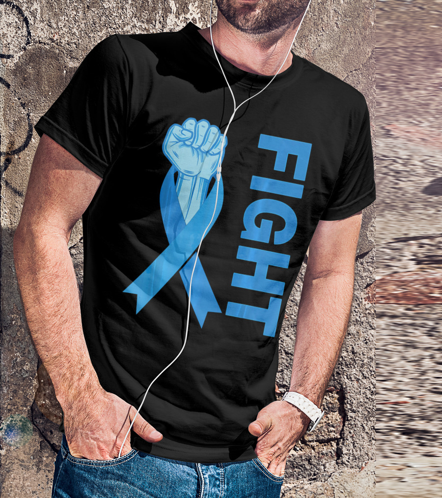 Fight Support Colon Cancer Awareness Rib Symbol Fist T-Shirt
