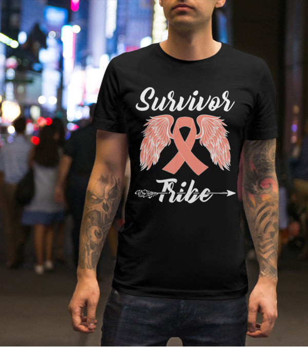 Survivor Tribe Ribbon Wings Arrow T-Shirt