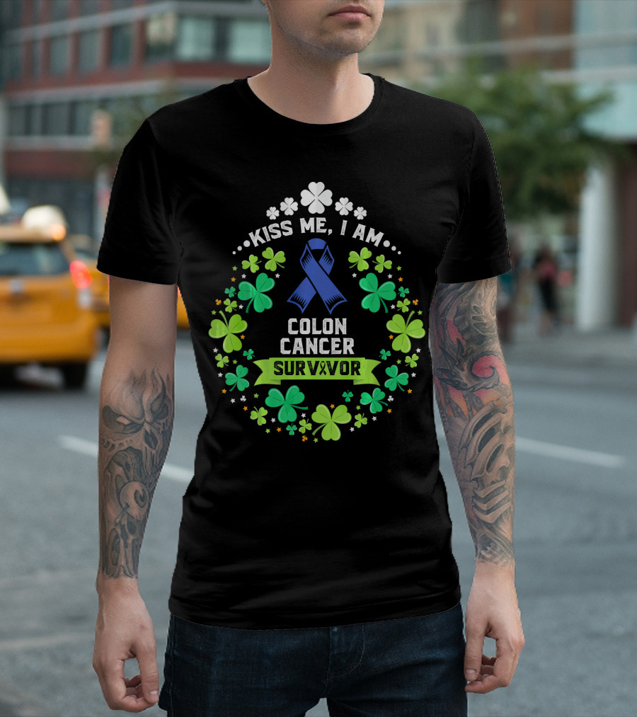 Kiss Me I Am Colon Cancer Survivor St. Patrick's Day Awareness T-Shirt