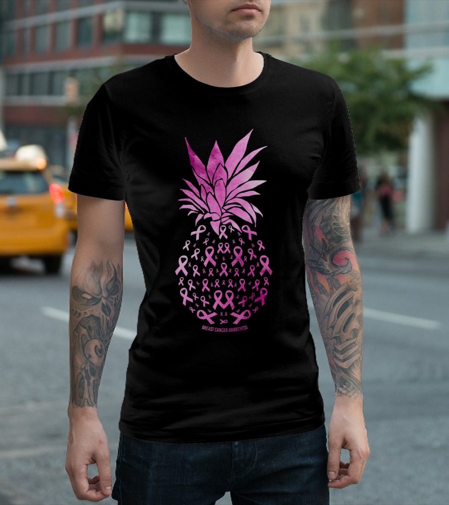Be A Pineapple Stand Tall Breast Cancer Awareness Pink Ribbons T-Shirt