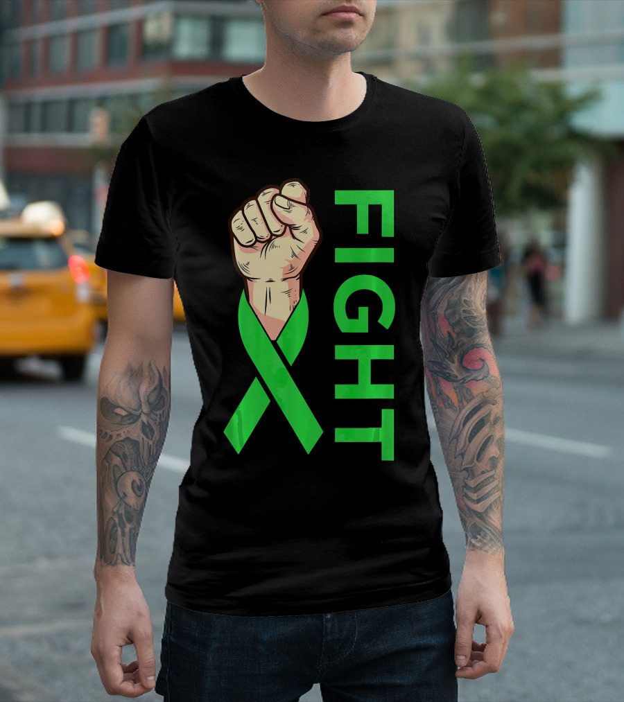 Fist Fight Bile Duct Cancer Green Ribbon Gallbladder T-Shirt