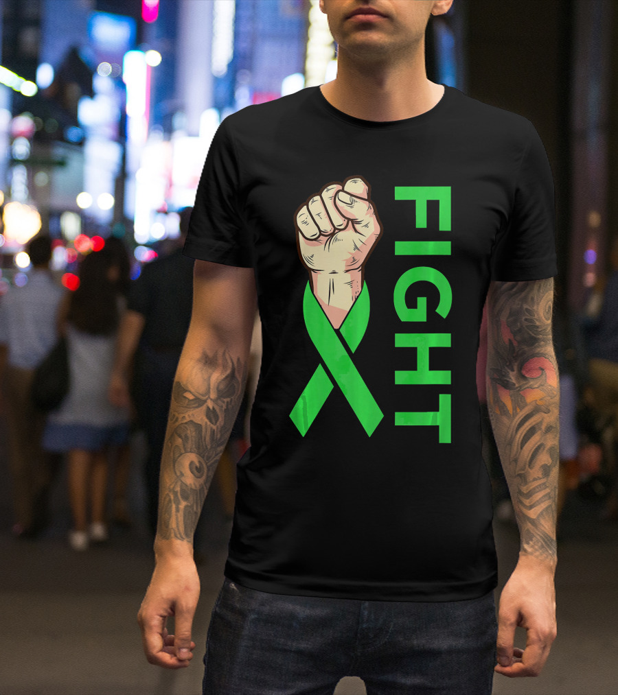 Fist Fight Bile Duct Cancer Green Ribbon Gallbladder T-Shirt