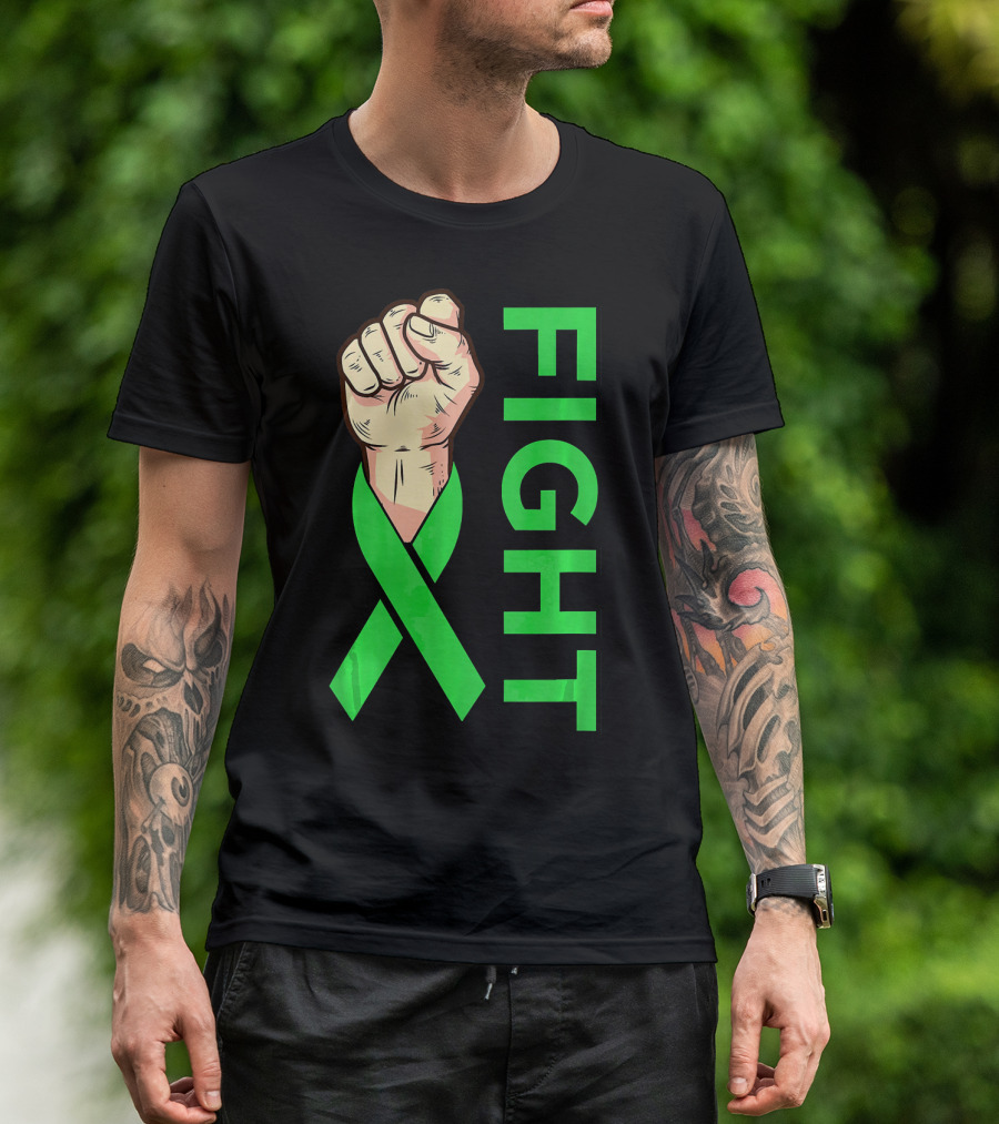 Fist Fight Bile Duct Cancer Green Ribbon Gallbladder T-Shirt