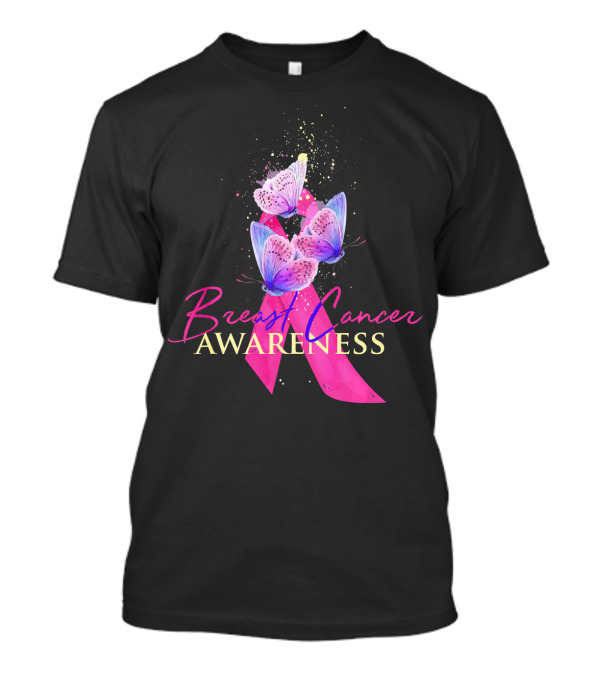 Breast Cancer Awareness Pink Ribbon Butterfly T-Shirt