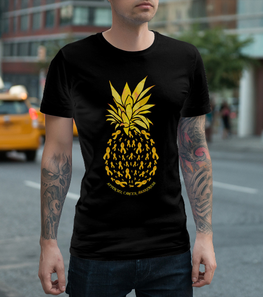 Pineapple Appendix Cancer Awareness Yellow Ribbons T-Shirt