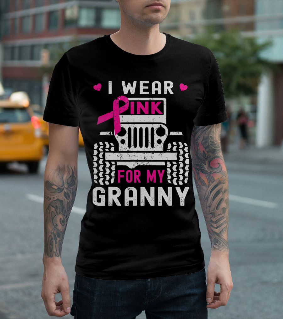 I Wear Pink for My Granny Jeep Breast Cancer Awareness T-Shirt