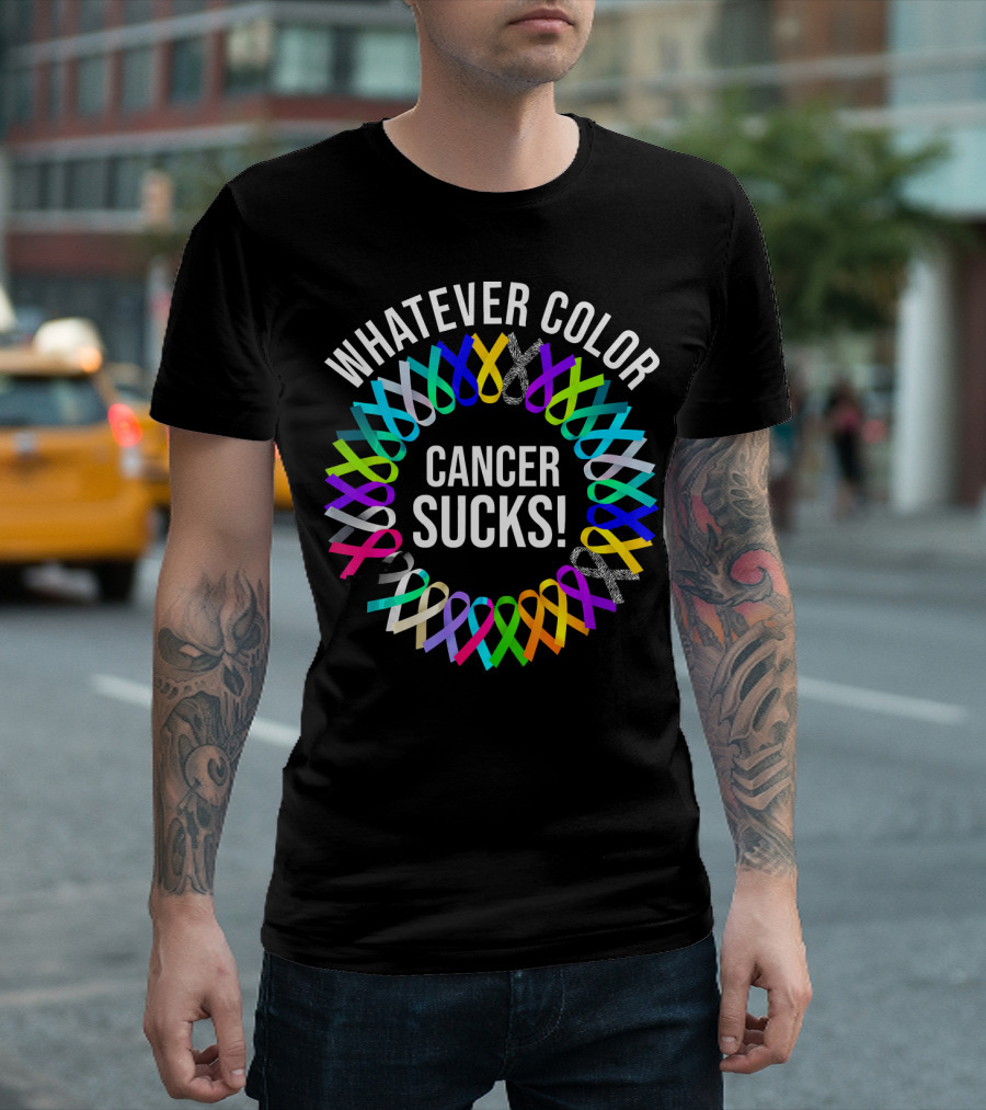 Whatever Color Cancer Sucks Ribbon Awareness T-Shirt