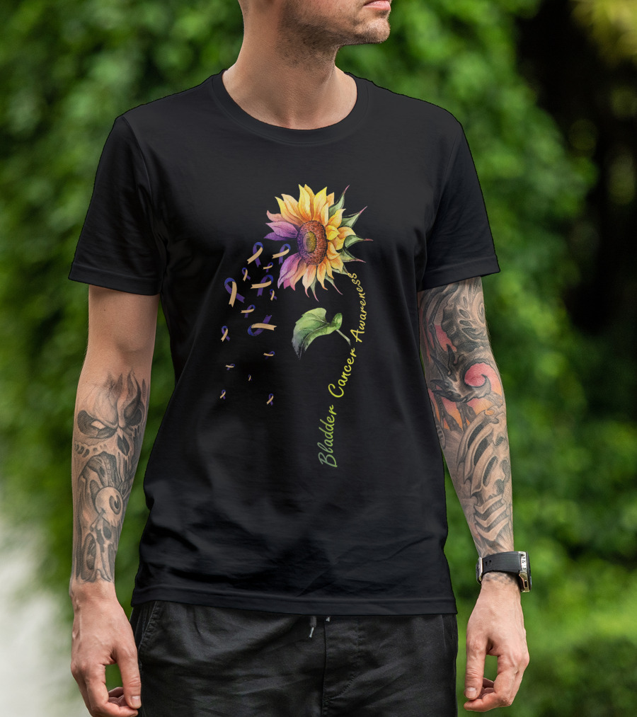 Bladder Cancer Awareness Sunflower Ribbon T-Shirt