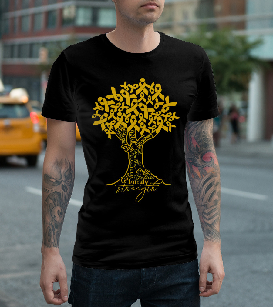 Appendix Cancer Awareness Amber Ribbon Hope Courage Strength Family Cure Love Fighter Survivor Determination Future T-Shirt