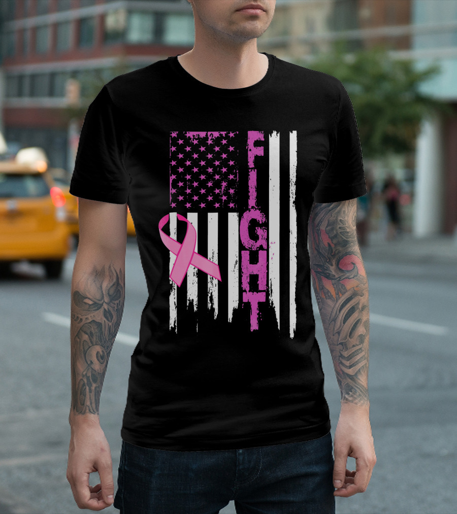 Fight Pink Ribbon Relay for Life Day Flag T-Shirt