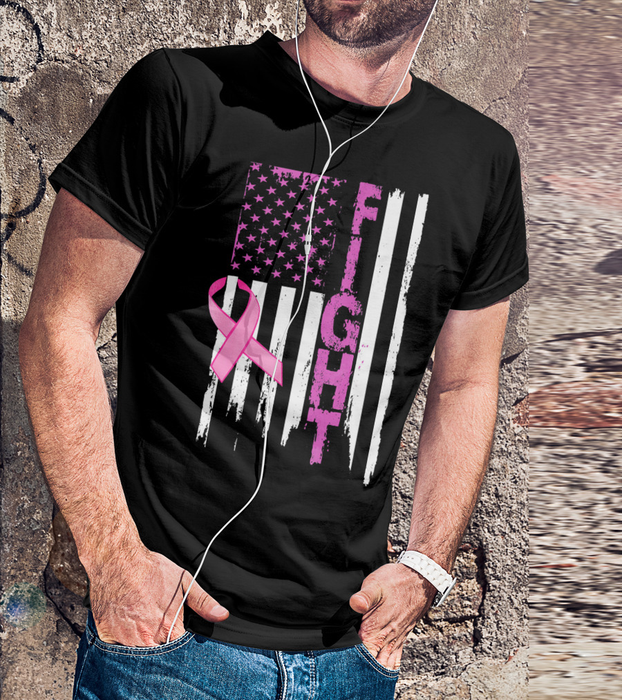 Fight Pink Ribbon Relay For Life Day Flag T-Shirt