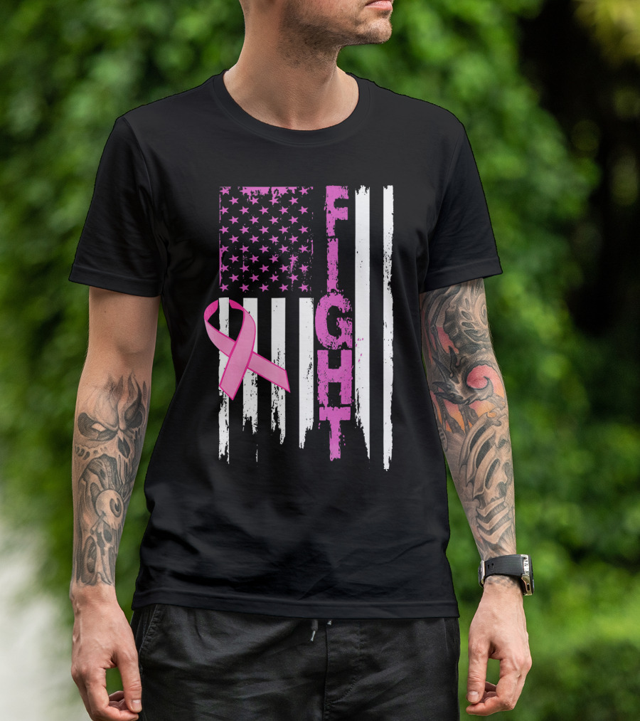 Fight Pink Ribbon Relay For Life Day Flag T-Shirt