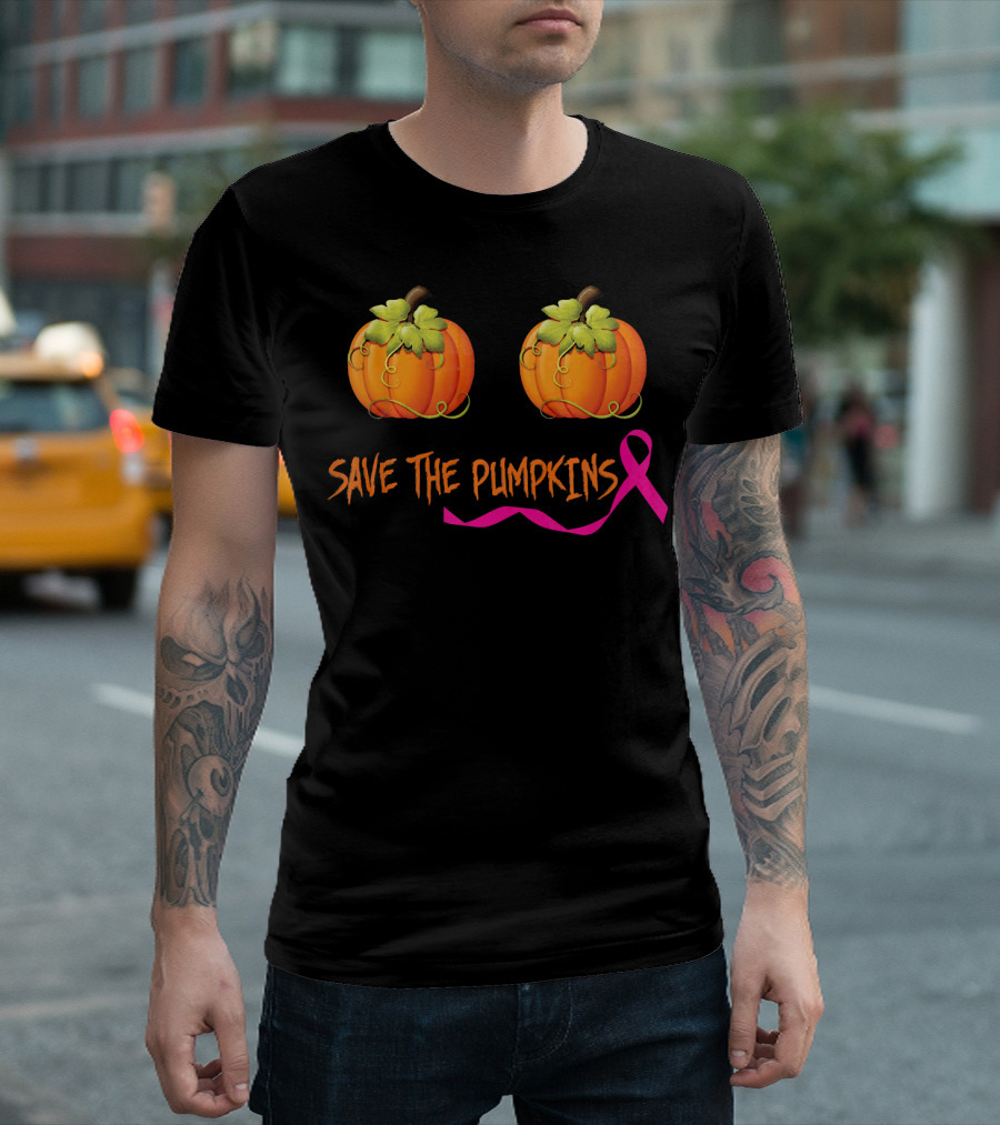 Save The Pumpkins Support Breast Cancer Awareness Pink T-Shirt