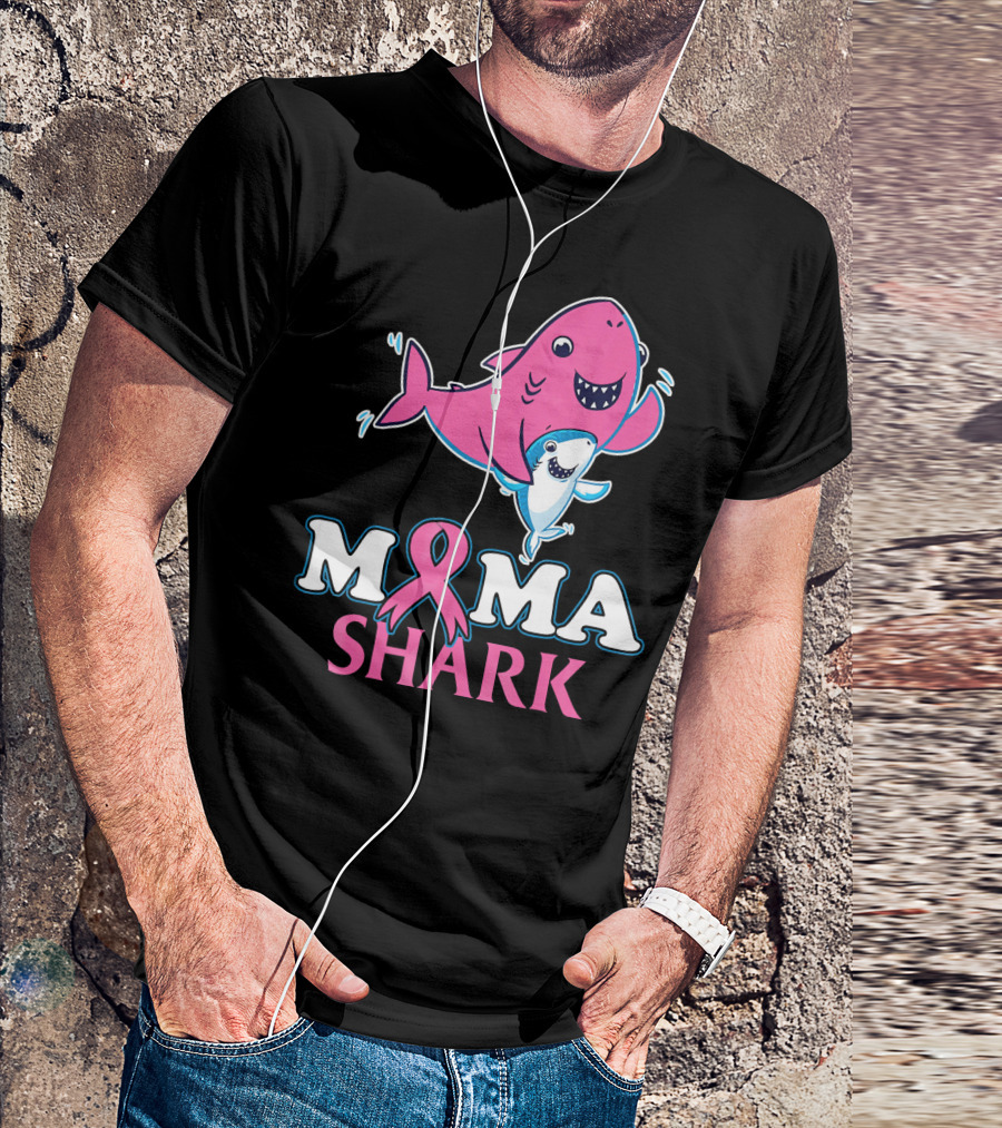 Mama Shark Breast Cancer Awareness Pink T-Shirt