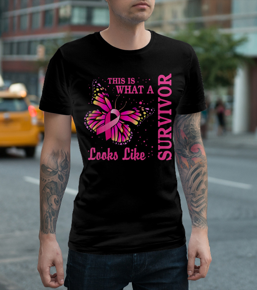 This Is What a Survivor Looks Like Brea Butterfly Pink T-Shirt