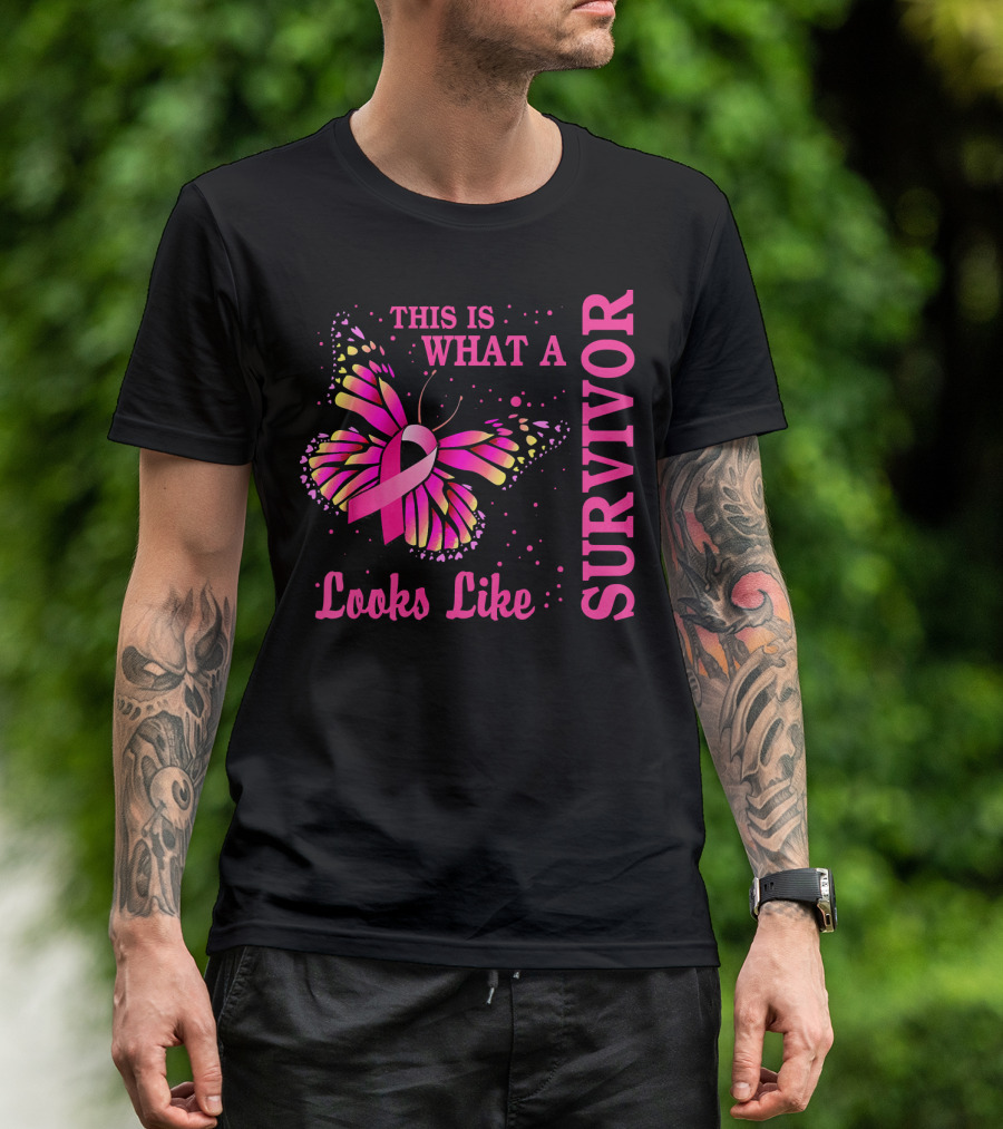 This Is What A Survivor Looks Like Brea Butterfly Pink T-Shirt