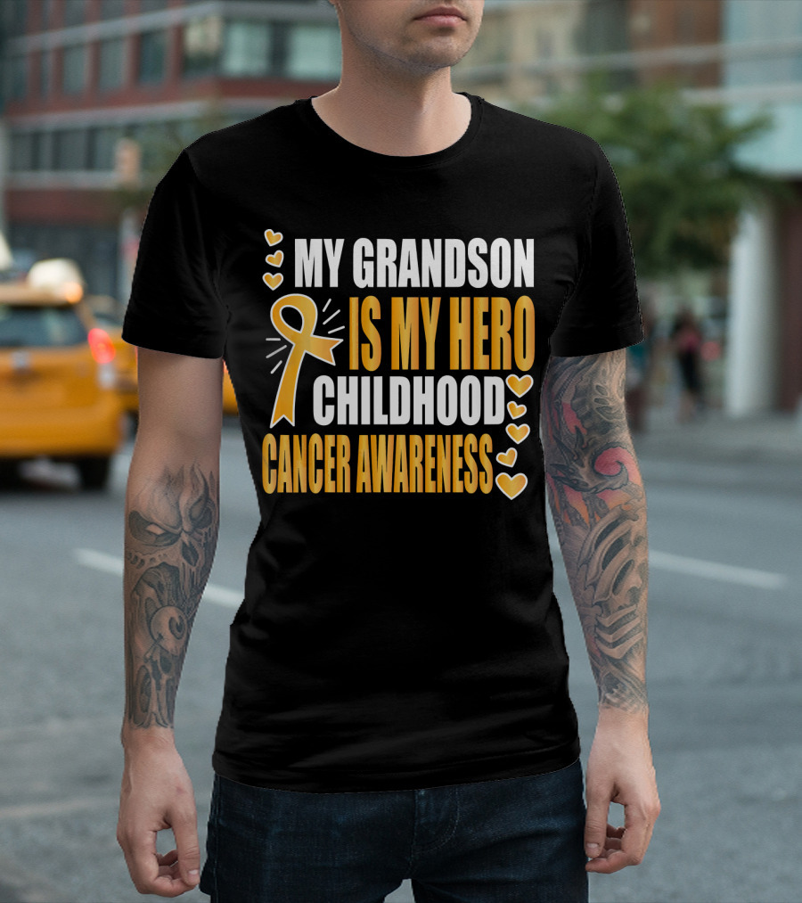 My Grandson Is My Hero Childhood Cancer Awareness T-Shirt