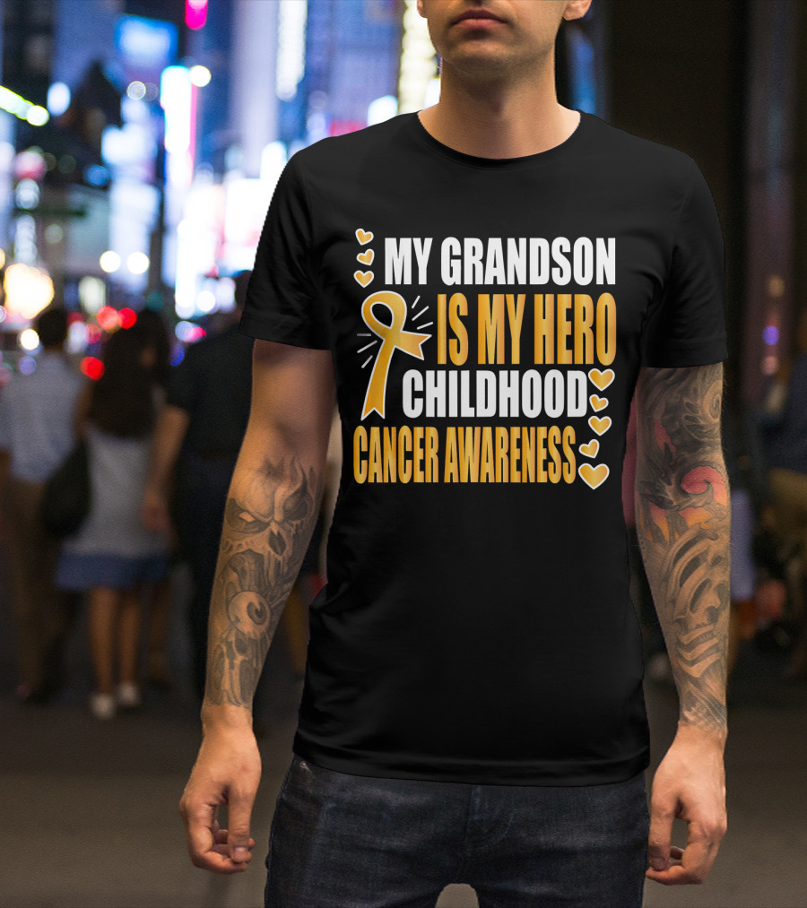 My Grandson Is My Hero Childhood Cancer Awareness T-Shirt