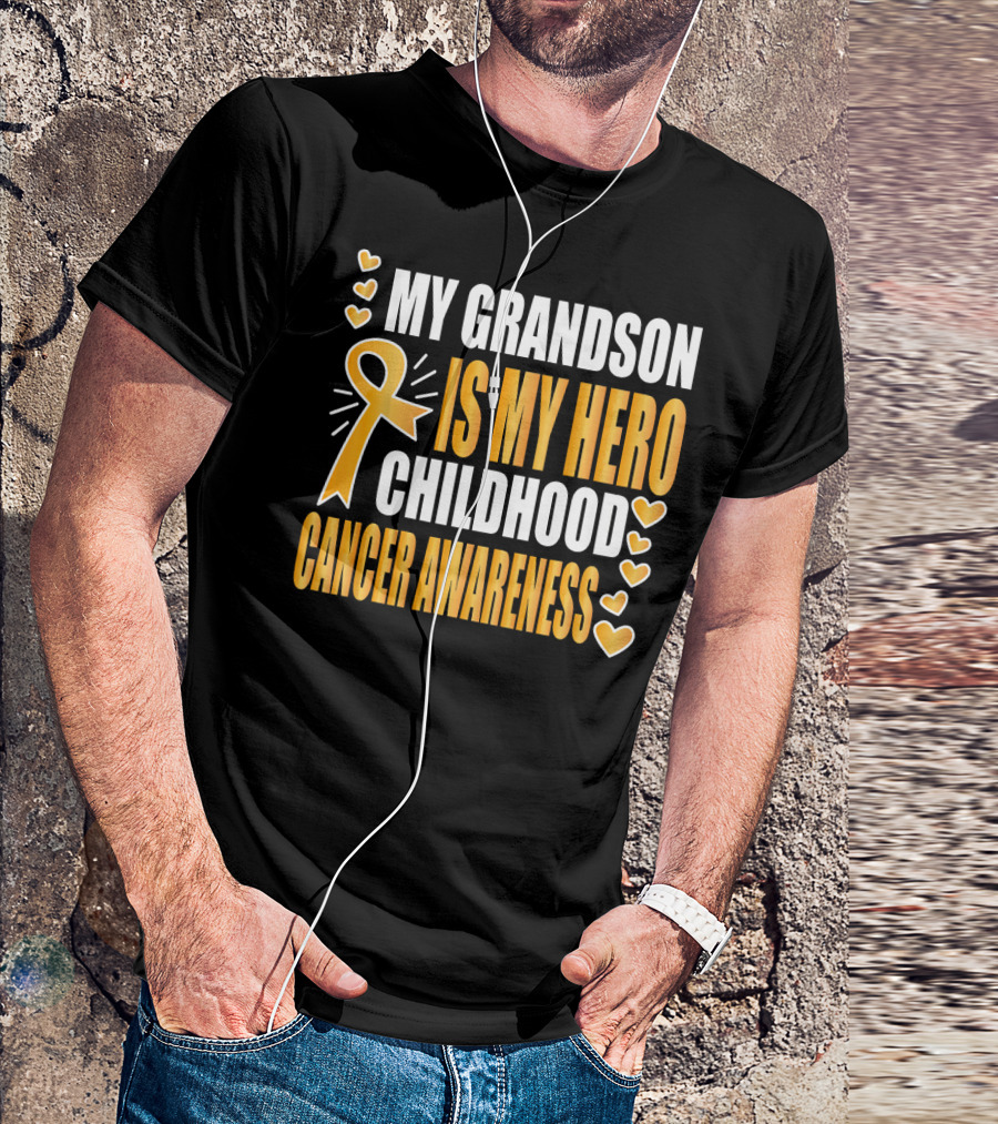 My Grandson Is My Hero Childhood Cancer Awareness T-Shirt