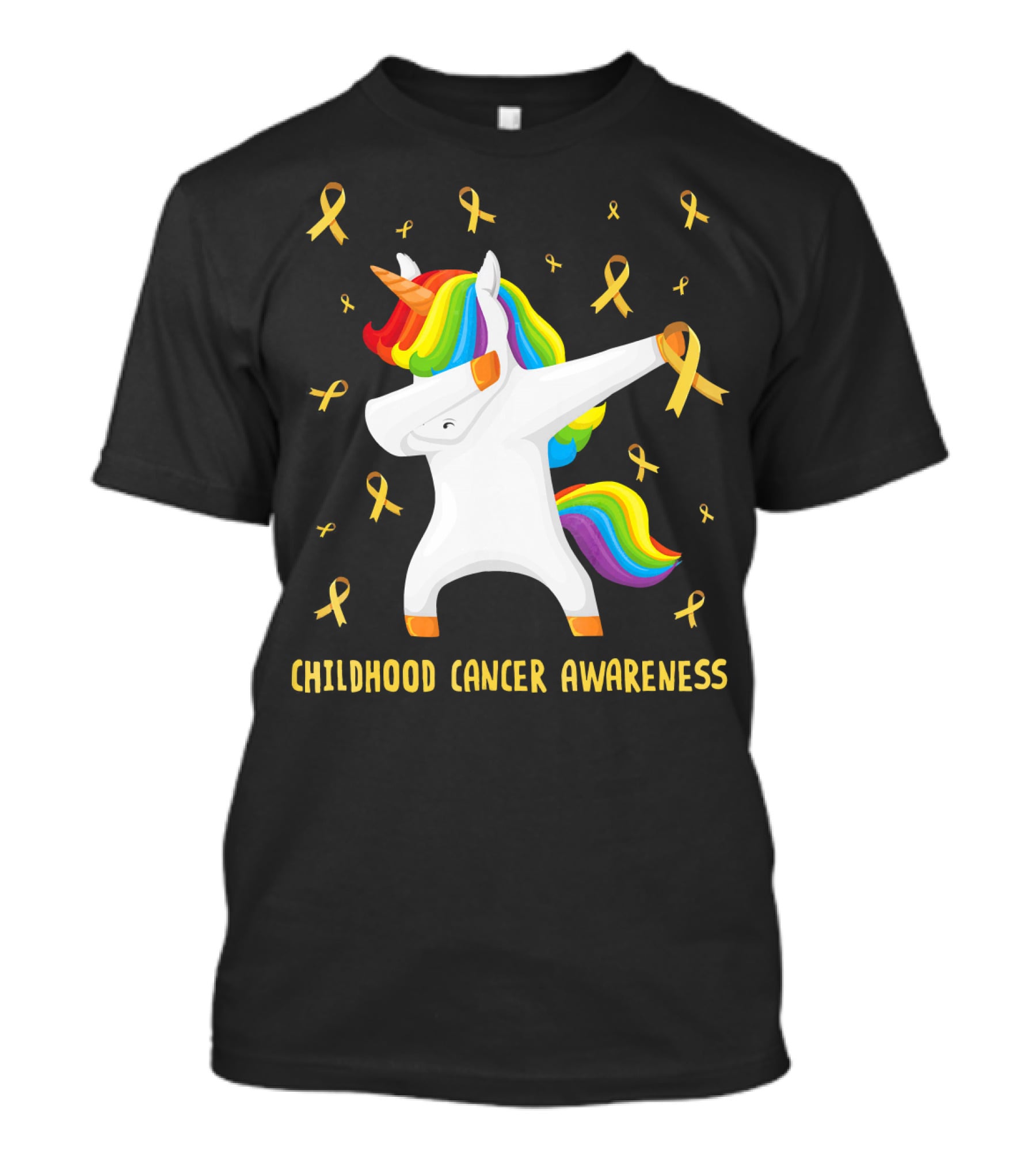 Childhood Cancer Awareness Unicorn Rainbow Ribbons T-Shirt