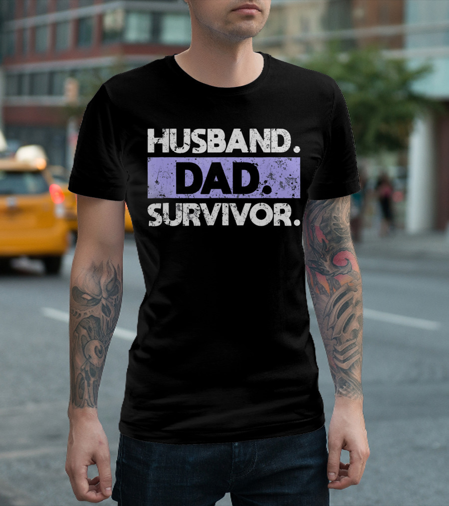 Husband Dad Survivor Cancer Awareness T-Shirt