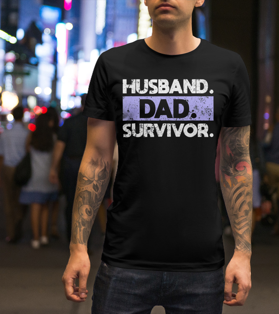 Husband Dad Survivor Cancer Awareness T-Shirt