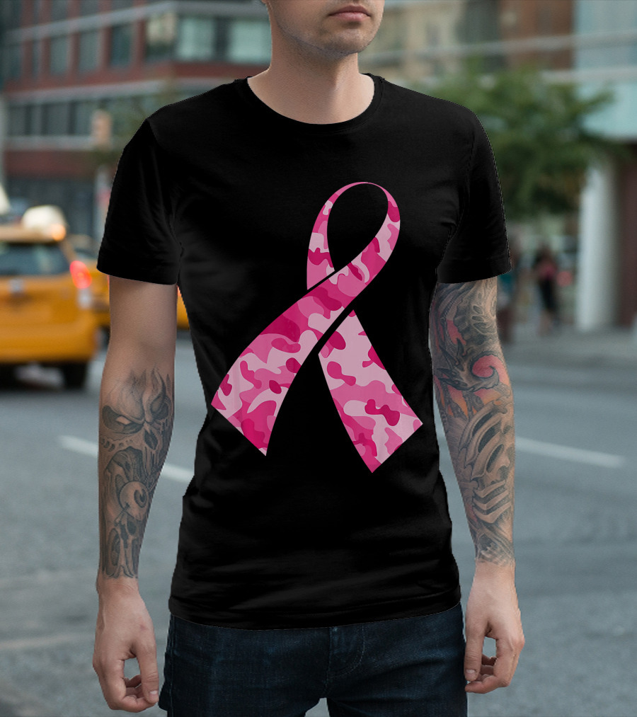 Pink Camouflage Ribbon Breast Cancer Awareness Month T-Shirt
