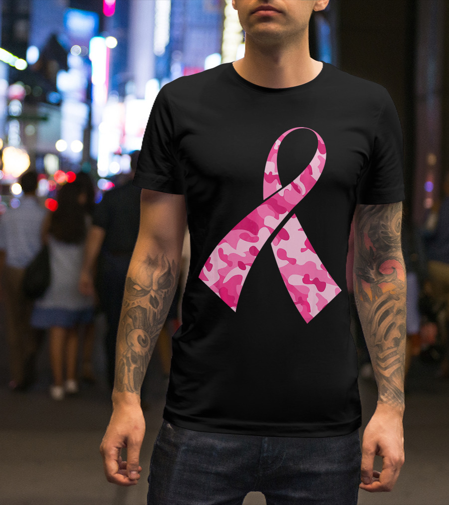 Pink Camouflage Ribbon Breast Cancer Awareness Month T-Shirt