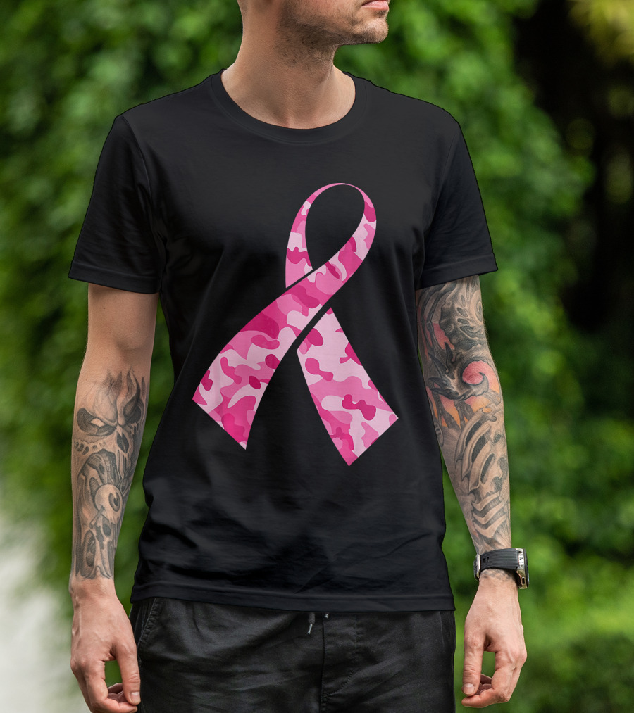Pink Camouflage Ribbon Breast Cancer Awareness Month T-Shirt