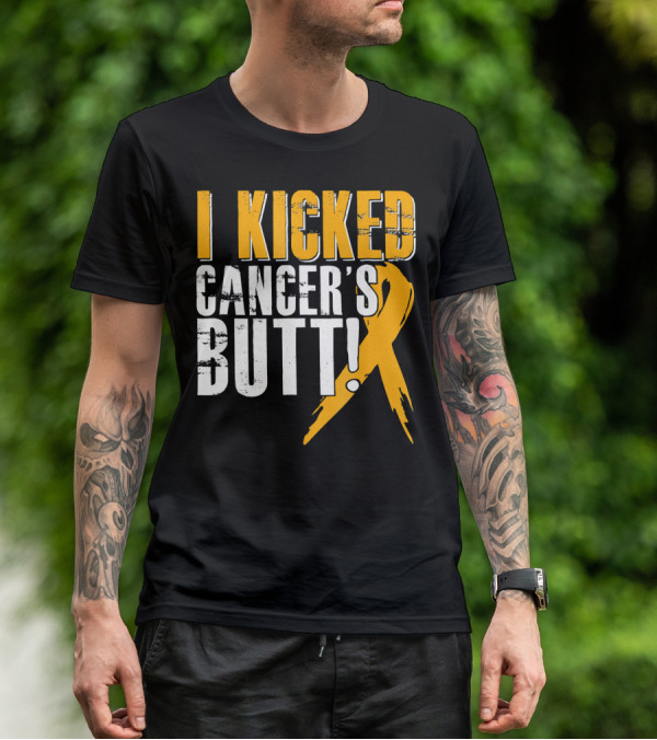 I Kicked Cancer's Butt Childhood Cancer Awareness Survivor T-Shirt