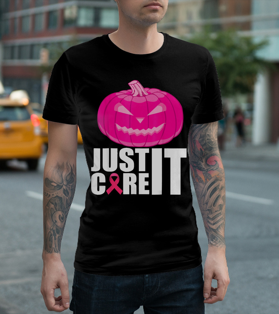 Just Cure It Pink Pumpkin Breast Cancer Awareness T-Shirt