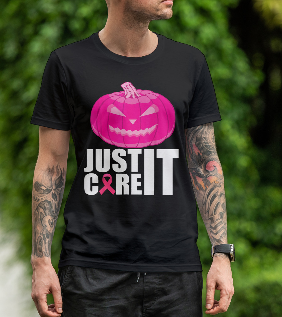 Just Cure It Pink Pumpkin Breast Cancer Awareness T-Shirt