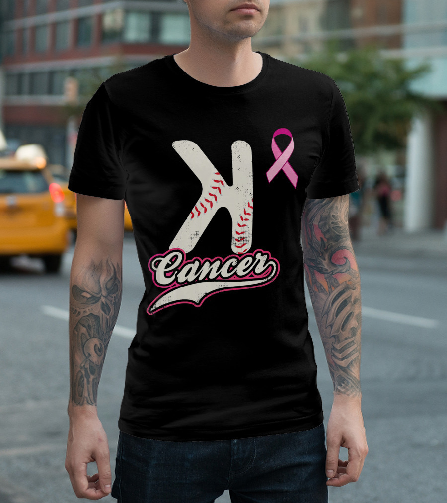 StriKe Out Cancer Baseball Pink Ribbon Support T-Shirt
