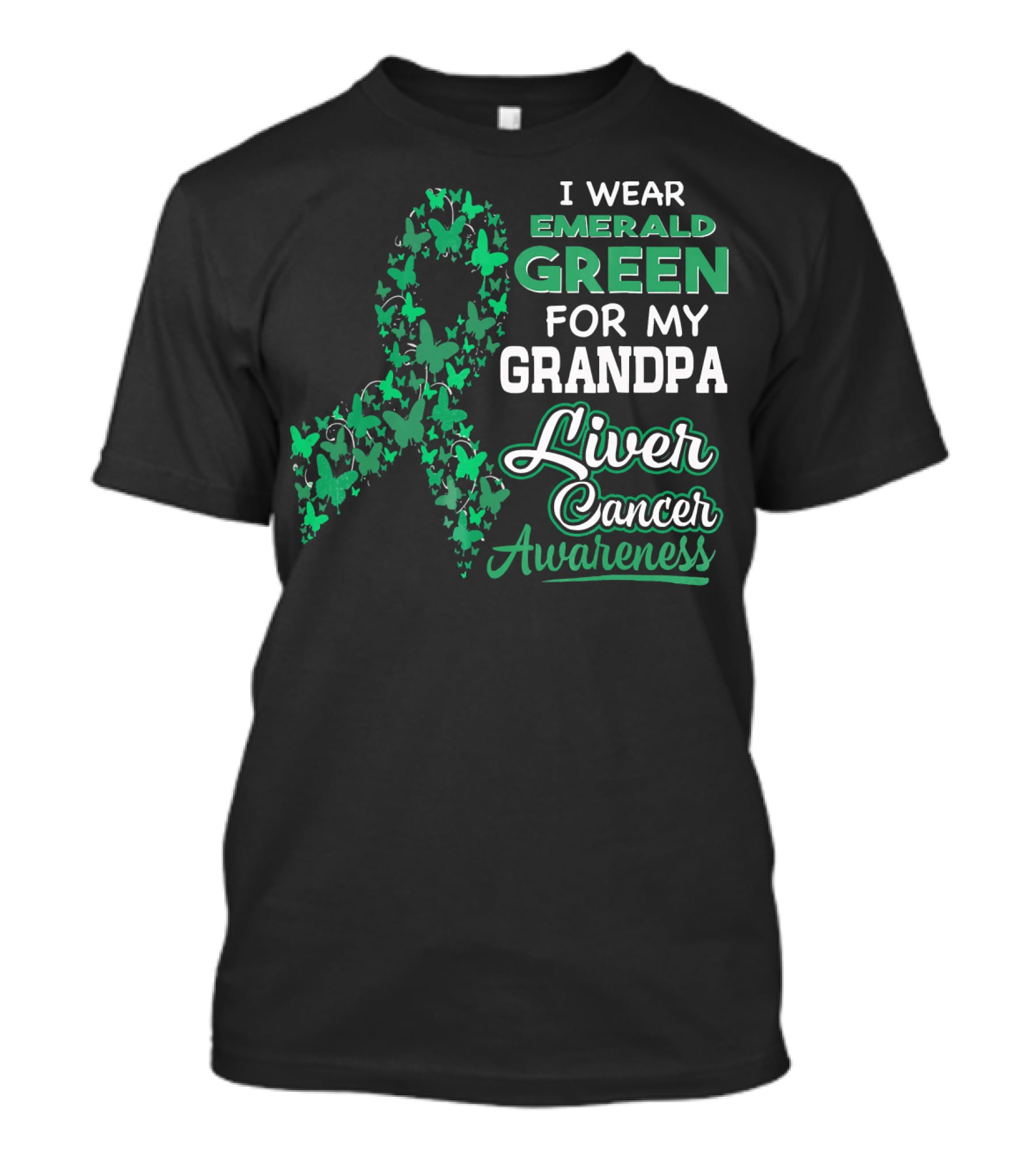 I Wear Emerald Green For My Grandpa Liver Cancer Awareness T-Shirt