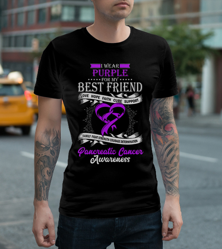 I Wear Purple for My Best Friend Pancreatic Cancer Awareness T-Shirt