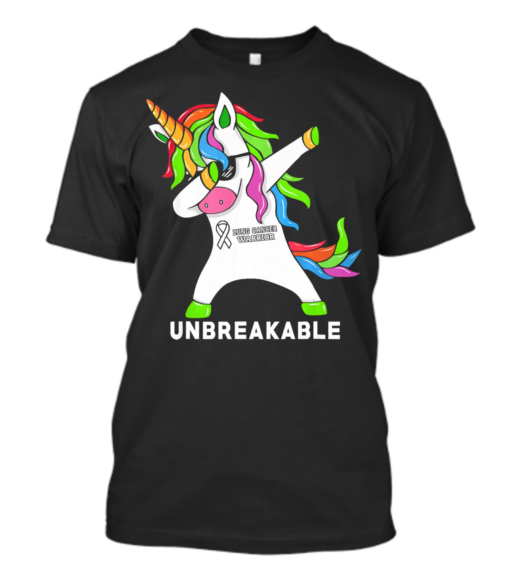 Unbreakable Lung Cancer Awareness Unicorn Warrior T-Shirt