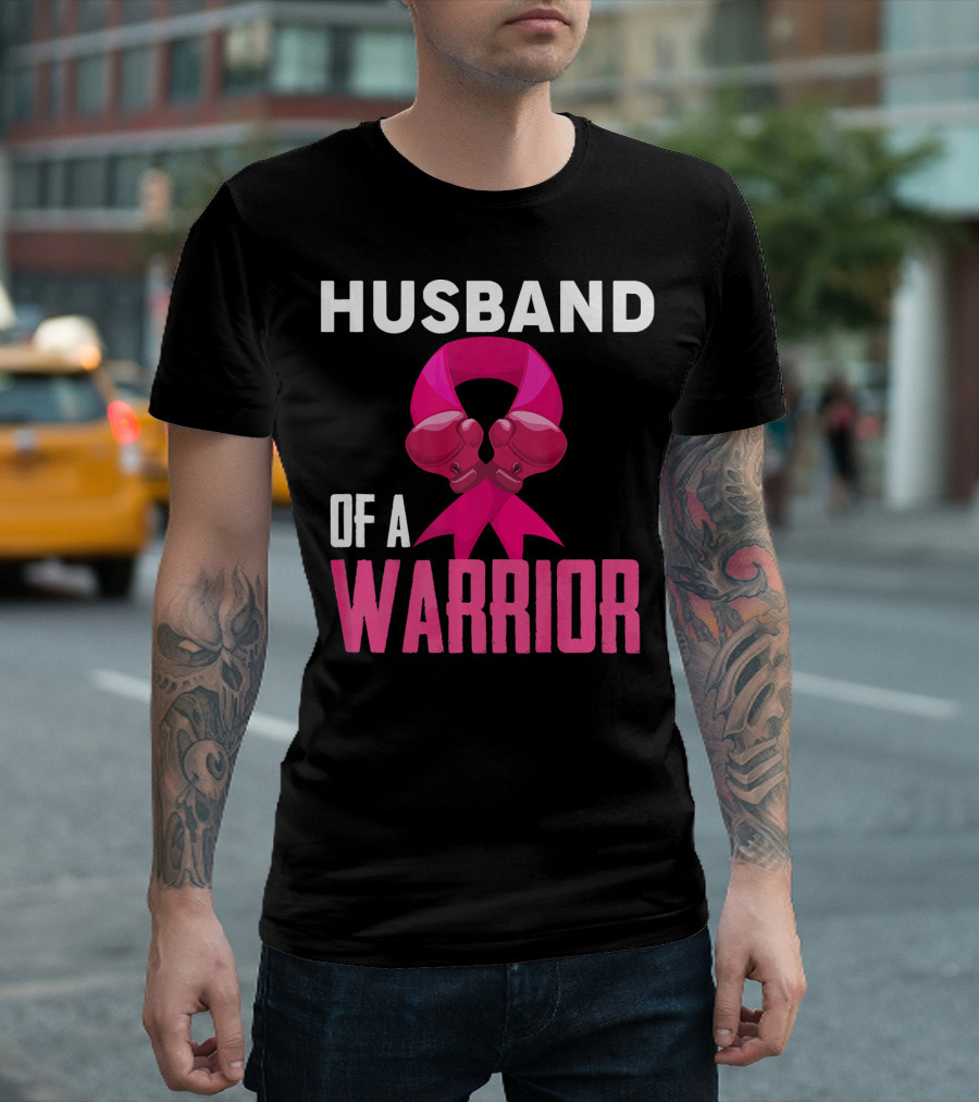 Husband of a Warrior Breast Cancer Awareness Boxing Gloves T-Shirt