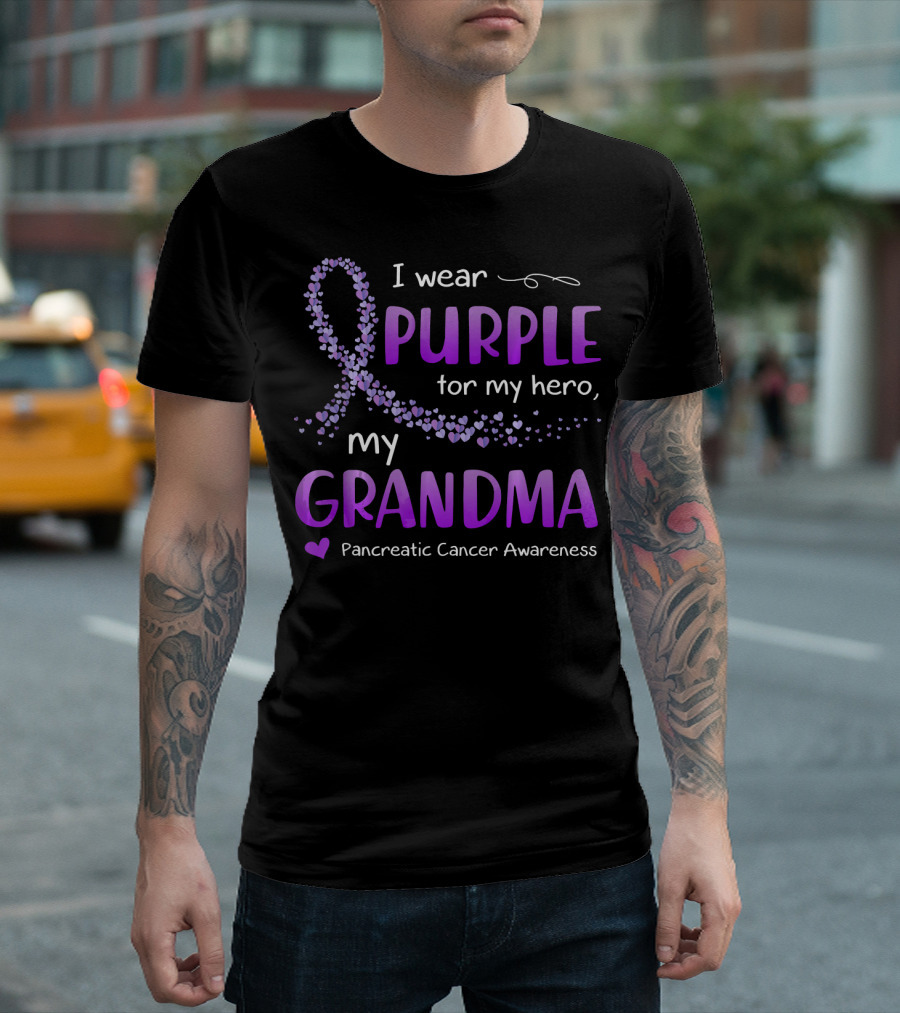 I Wear Purple for My Hero My Grandma Pancreatic Cancer Awareness T-Shirt