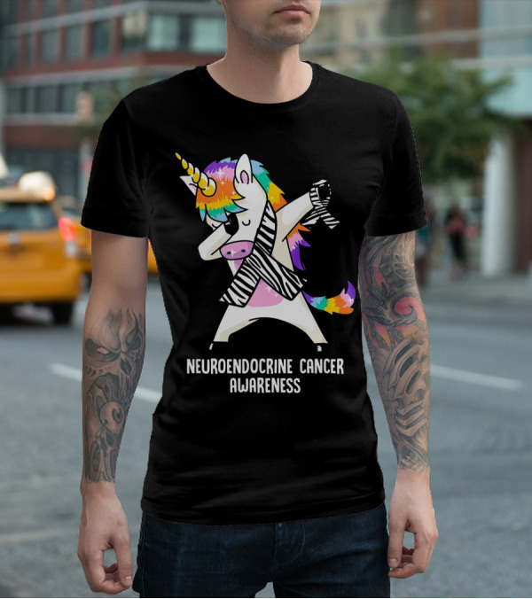 Neuroendocrine Cancer Awareness Dabbing Rainbow Unicorn T-Shirt