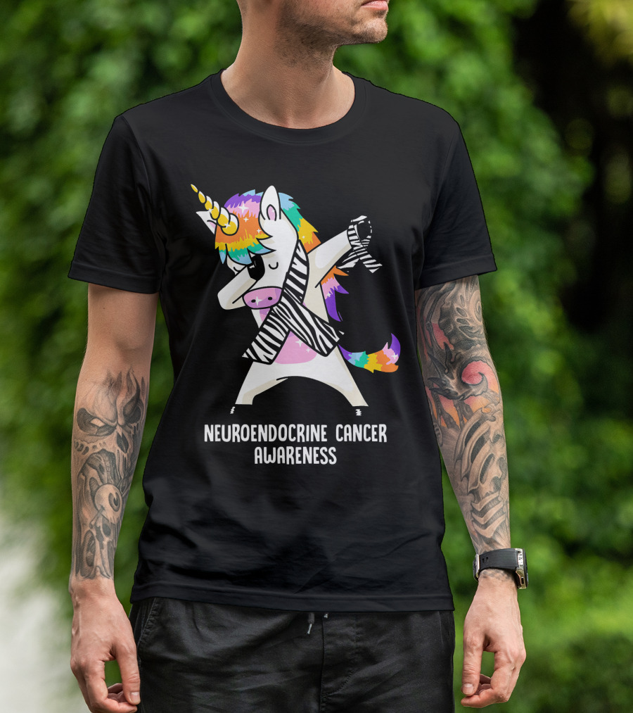 Neuroendocrine Cancer Awareness Dabbing Rainbow Unicorn T-Shirt