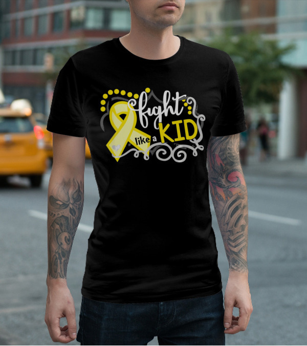 Fight Like A Kid Childhood Cancer Awareness Yellow T-Shirt