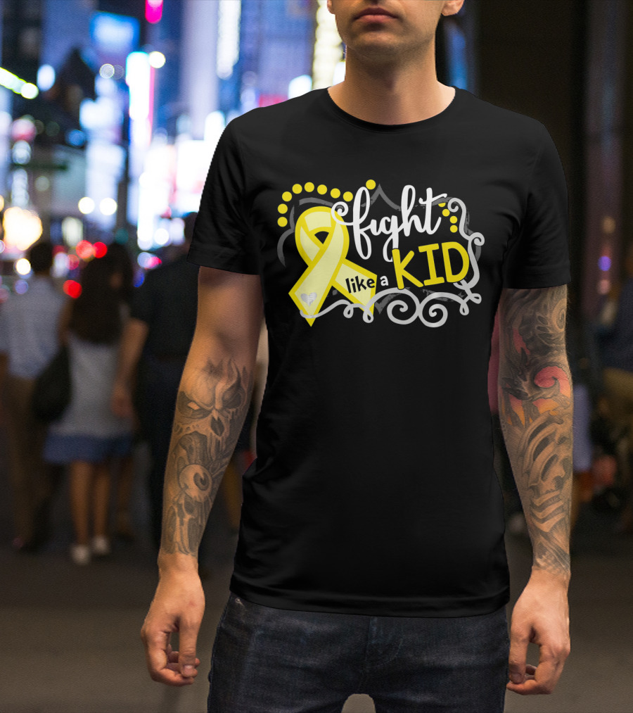 Fight Like A Kid Childhood Cancer Awareness Yellow T-Shirt