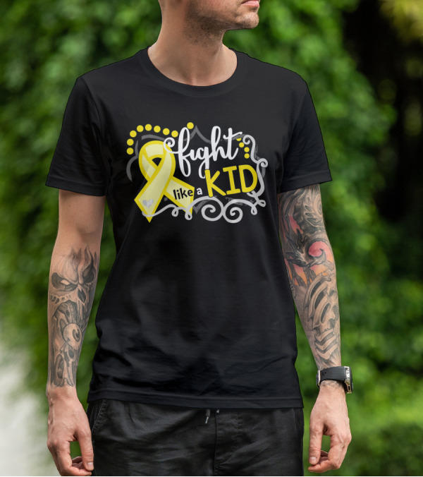 Fight Like A Kid Childhood Cancer Awareness Yellow T-Shirt