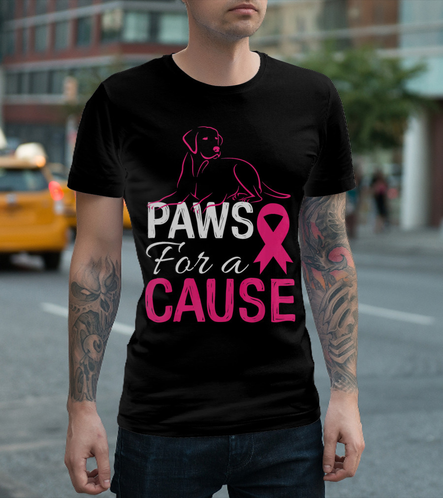 Paws For A Cause Breast Cancer Awareness Pink T-Shirt