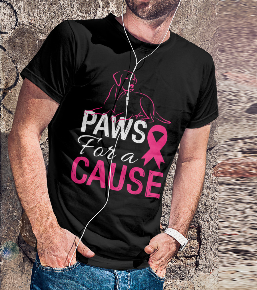 Paws For A Cause Breast Cancer Awareness Pink T-Shirt