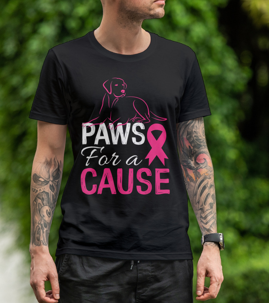 Paws For A Cause Breast Cancer Awareness Pink T-Shirt
